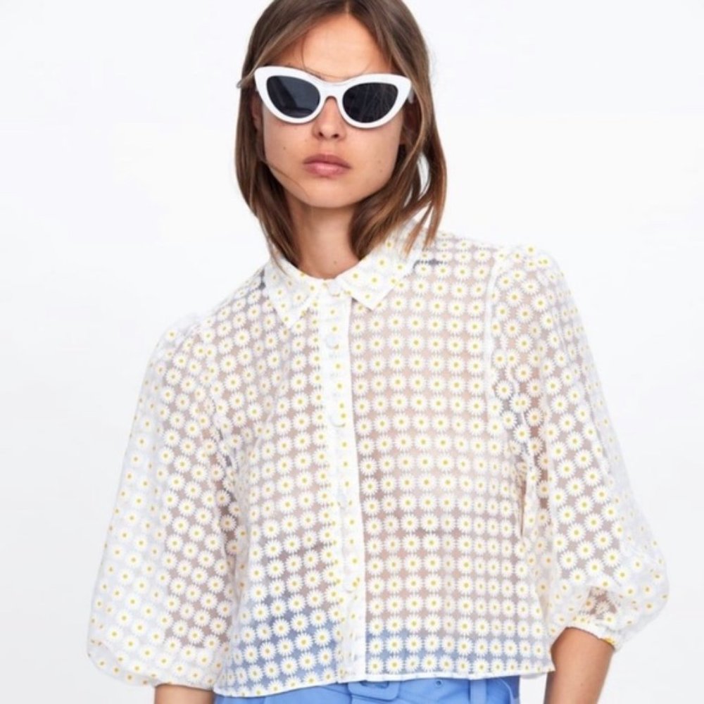 iso! zara daisy print blouse